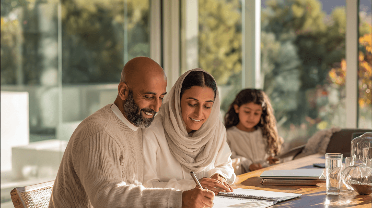 Muslim family planning their estate together